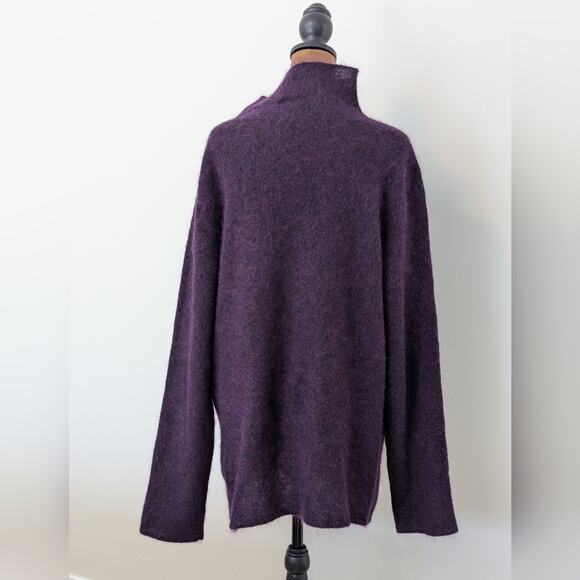 Eileen Fisher Oversized Italian Wool Mohair Purple Funnel Neck Sweater, Sz L - Picture 3 of 6
